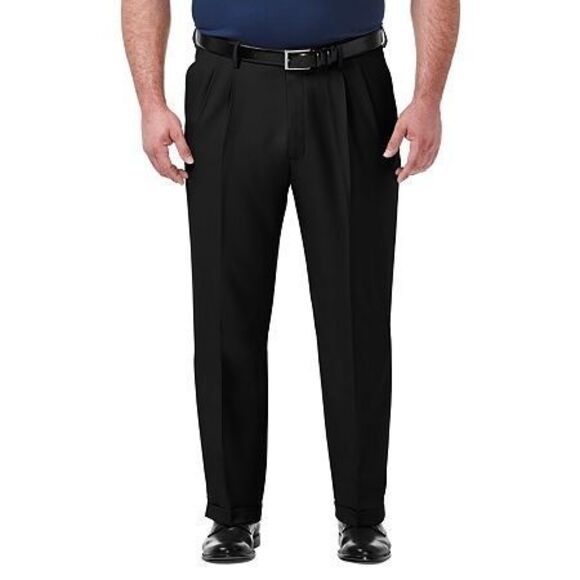 Big & Tall Haggar® Premium Comfort Classic-Fit Pleated Hidden Expandable Waistba - Picture 1 of 3